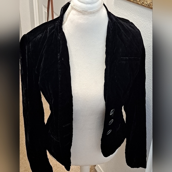 Calvin Klein Jeans Black Crushed Velvet Jacket  Size S - Picture 1 of 6